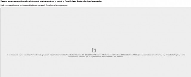 Colapso de la web de la Conselleria de Sanidad el día de apertura de bolsas de trabajo