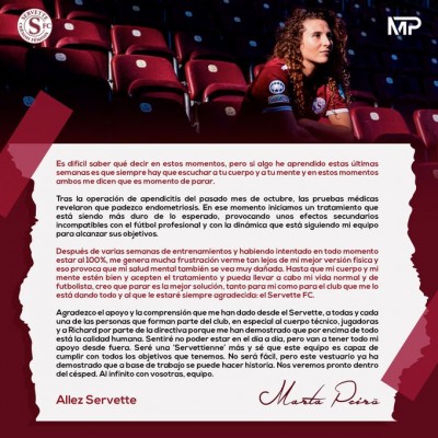 La valenciana Marta Peiró deja el fútbol indefinidamente por una endometriosis