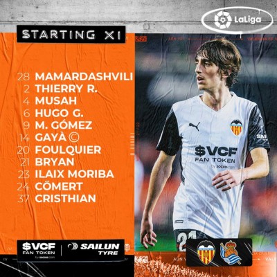 Este es el once del Valencia CF ante la Real Sociedad