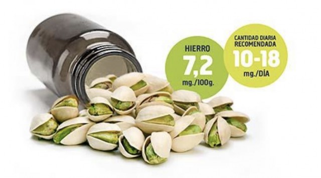 49 pistachos aportan casi el 20% de la dosis diaria
recomendada de hierro y vitamina B6