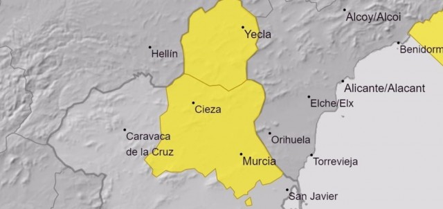 El Altiplano y la Vega del Segura, en alerta amarilla esta noche por vientos de hasta 70 km/h
