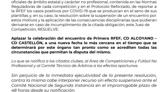 Nueve positivos en el Alcoyano provocan el aplazamiento de su partido ante el Castellón