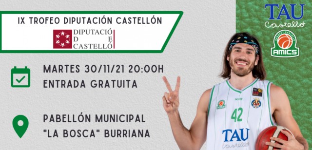 El TAU Castelló se medirá al Valencia Basket en el Trofeo Diputación de Baloncesto Copa Lexus