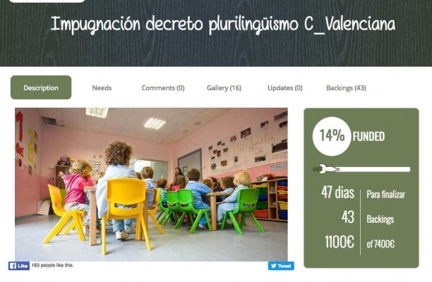 El frente antiplurilingüismo recurre al 'crowdfunding' para interponer denuncias