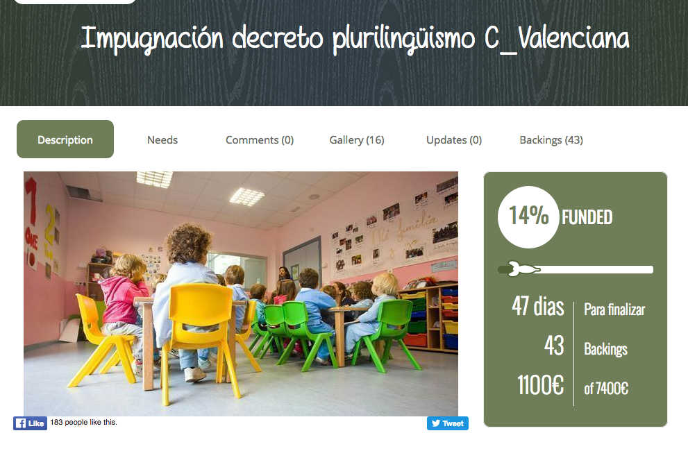 El frente antiplurilingüismo recurre al 'crowdfunding' para interponer denuncias