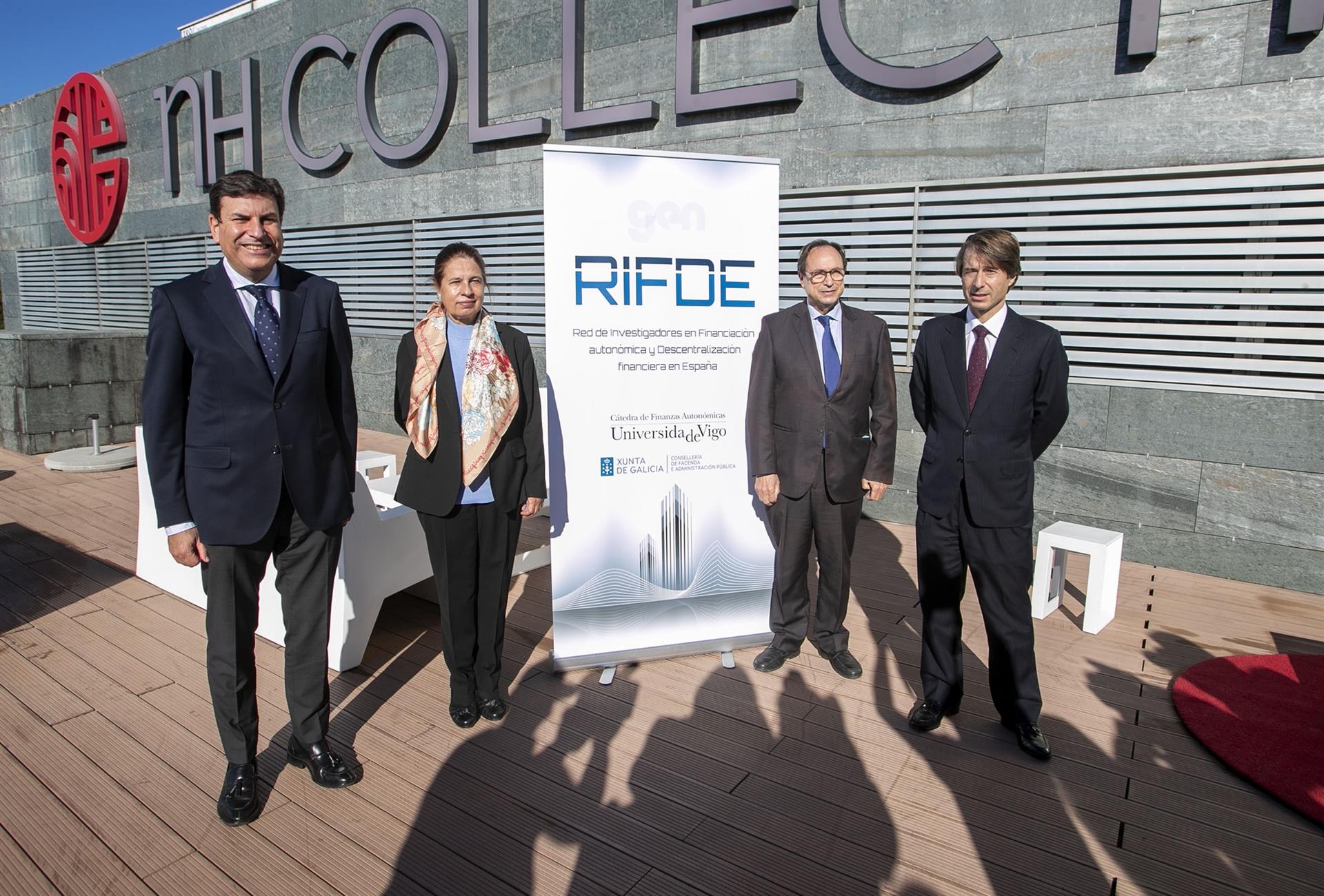 (De Izq. A Der.) El Consejero De Economía Y Hacienda De Cyl, Carlos Fernández Carriedo; La Consejera De Extremadura, Pilar Blanco-Morales; El Consejero De Hacienda De La Generalitat Valenciana, Vicent Soler; Y El Conselleiro De Facenda, Miguel Corgos - 