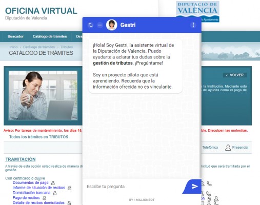 1MillionBot crea un nuevo chatbot para resolver dudas de tributación en la Diputación de València
