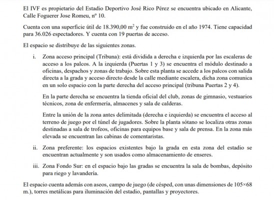 El IVF sondea el mercado para elaborar el informe técnico sobre el estado del estadio Rico Pérez
