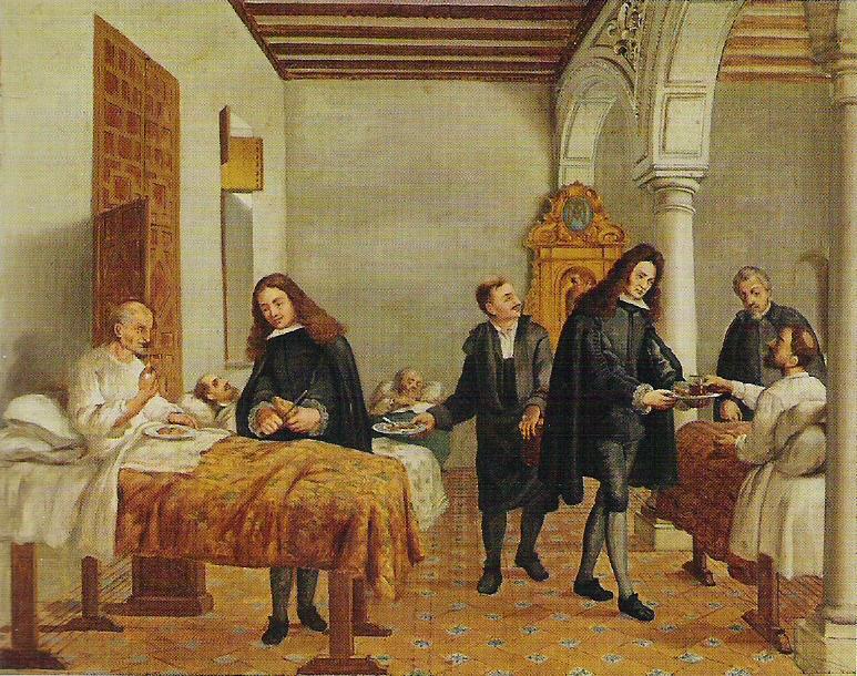 Lucas Valdés (1699) Caballeros atendiendo a los sacerdotes enfermos en el hospital. - 