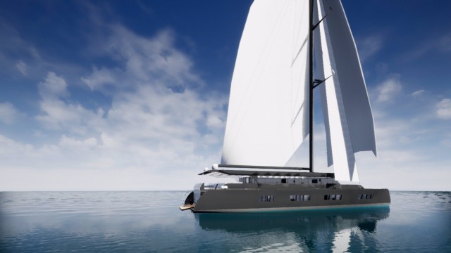 Un alumno de UPCT diseña un catamarán de lujo con propulsión eléctrica que utiliza energía solar e hidrogeneración