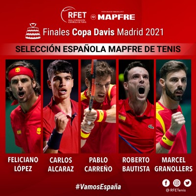 Carreño, Bautista, Feliciano, Alcaraz y Granollers, equipo español para la Copa Davis
