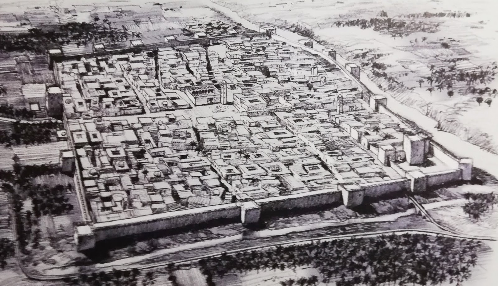 Recreación aproximada de las murallas islámicas de Elche  - 