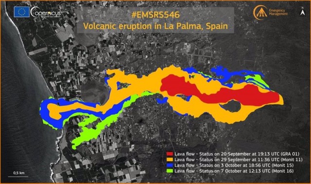 La lava cubre ya 480,5 hectáreas en La Palma y afecta o destruye 1.149 edificaciones