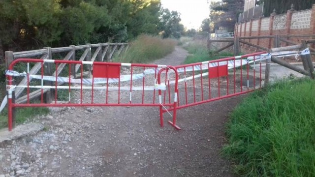 La lluvia provoca desprendimientos y obliga a cerrar la senda junto al Millars en Vila-real