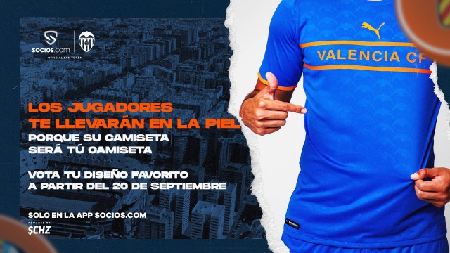 Socios.com cederá su espacio en la camiseta del Valencia CF a la afición para el estreno de la Copa del Rey