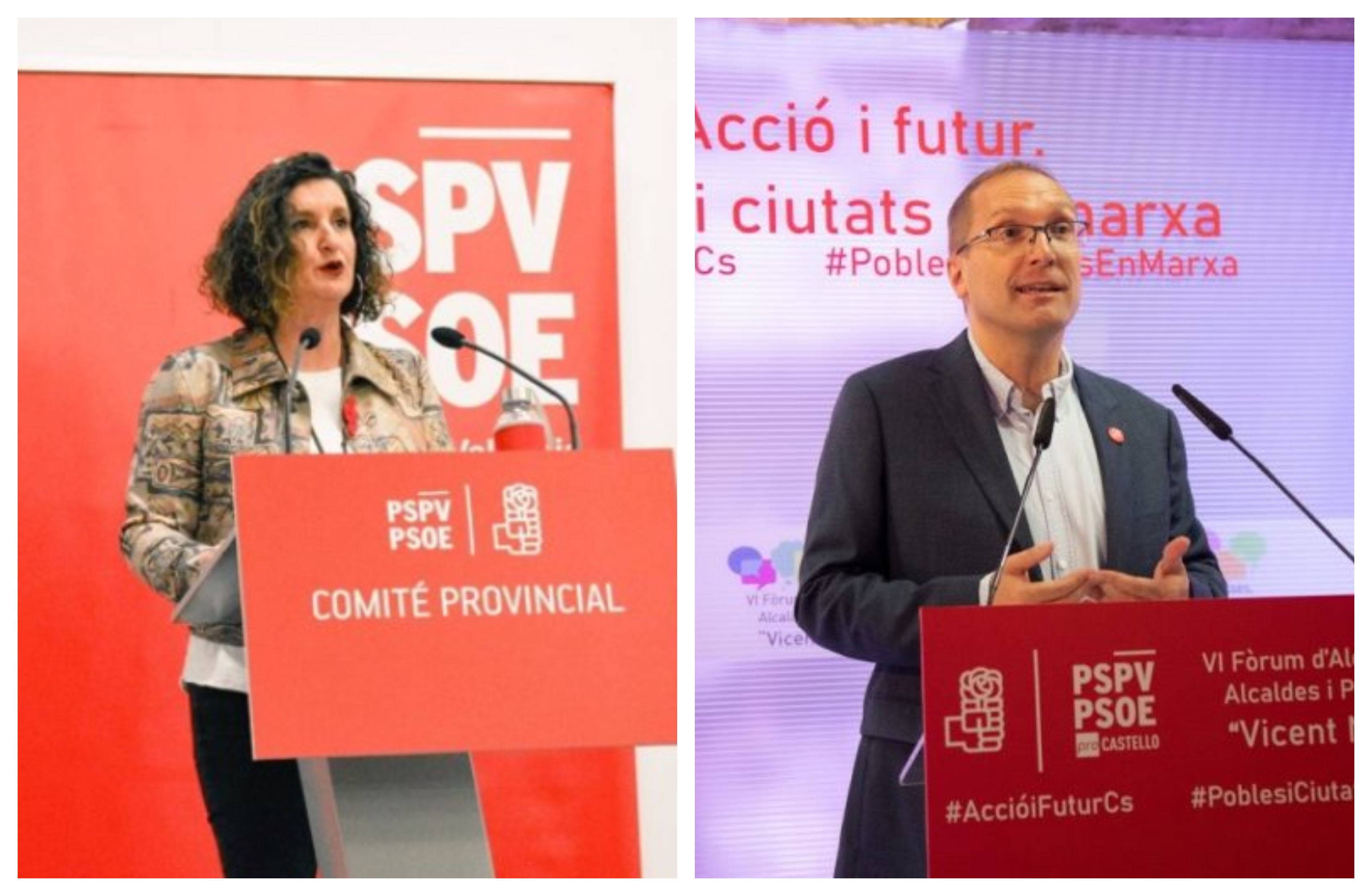 La secretaria provincial del PSPV de Valencia, Mercedes Caballero, y su homólogo de Castellón, Ernest Blanch. Foto: VP - 