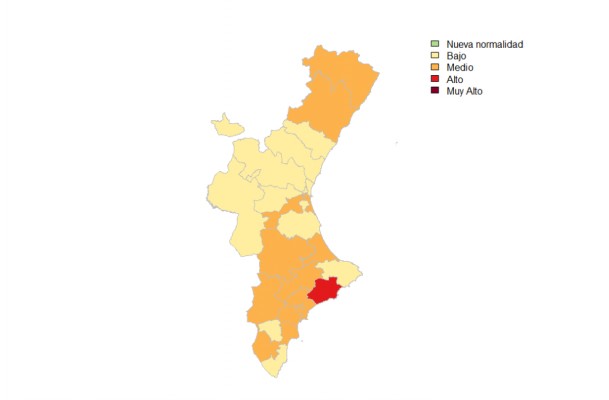 La Marina Baixa, la única comarca de la Comunitat Valenciana en riesgo alto por covid-19