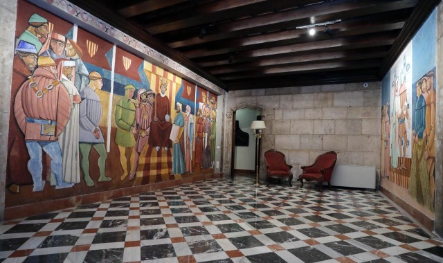 Recuperan la imagen original de los murales cubistas de José Vento en el Palau de la Generalitat