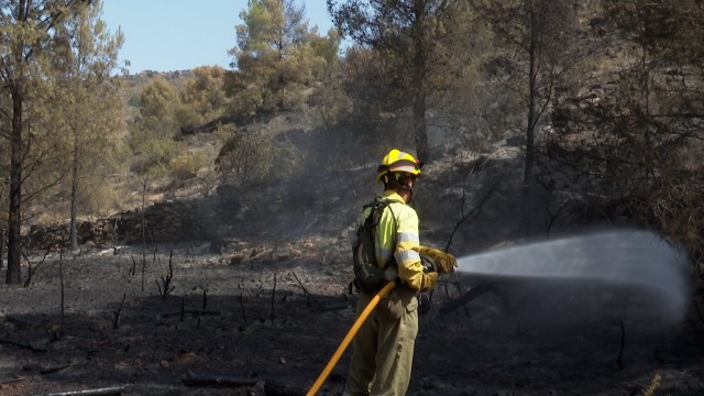 El incendio de Azuébar calcina 220 hectáreas de la Serra d'Espadà, la mitad de lo arrasado