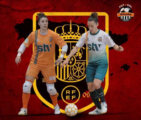 Noelia Montoro y Cristina García, del STV Roldán FSF, con la selección española en Chequia
