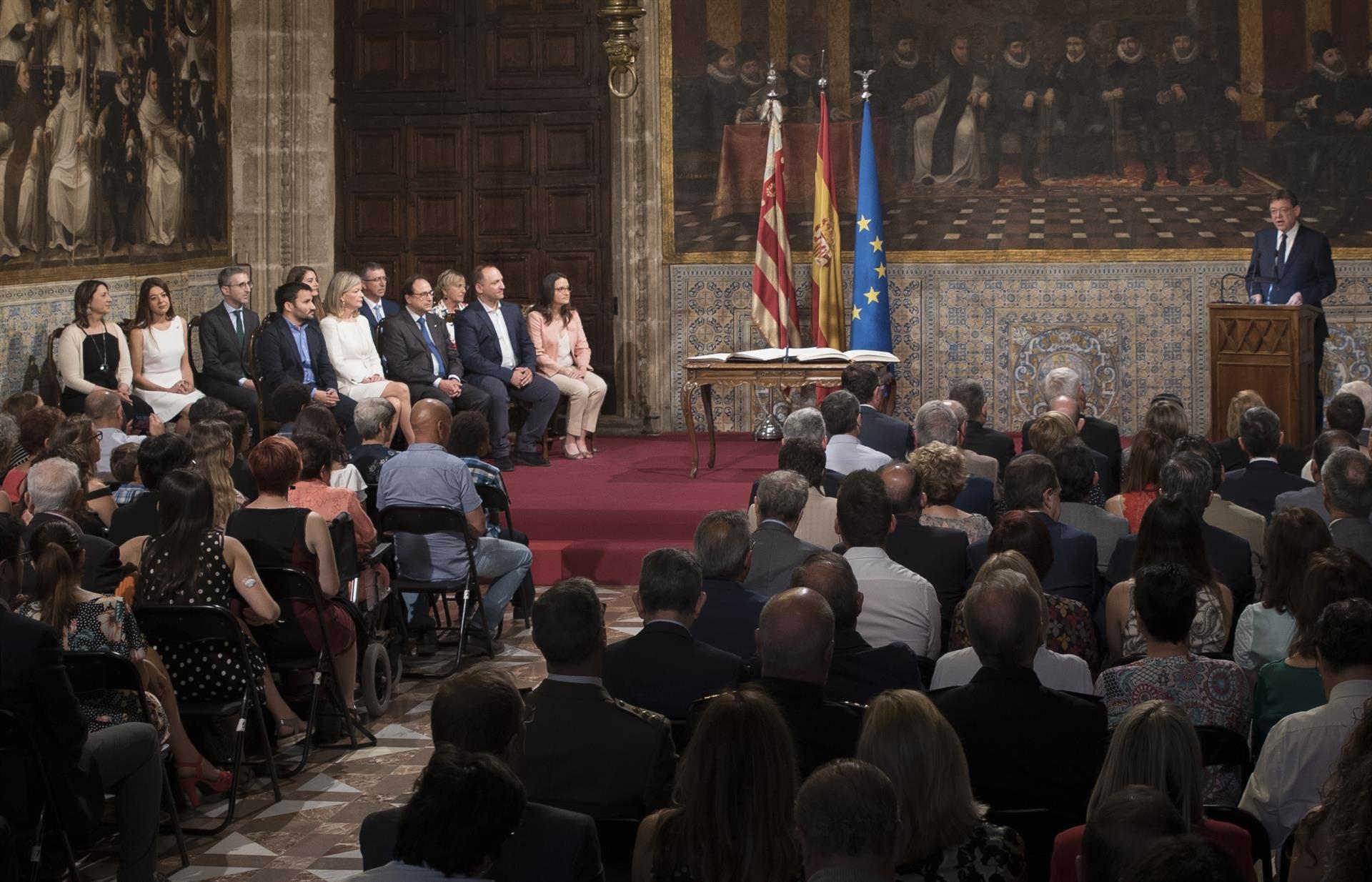 Ximo Puig durante su intervención en el acto de posesión de los consellers. Foto: JORGE GIL/EP - 