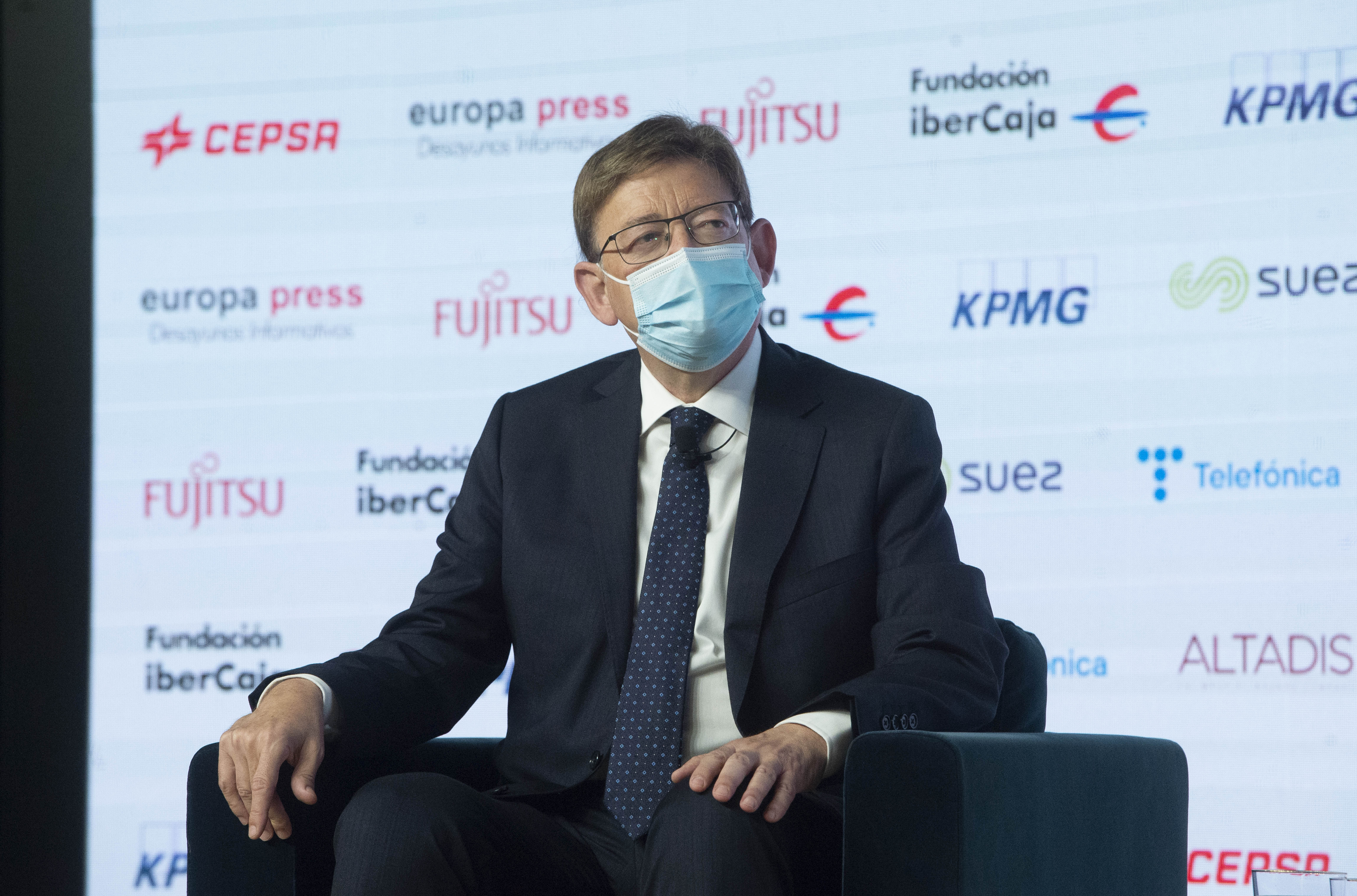 El presidente de la Generalitat, Ximo Puig, durante el desayuno informativo en Madrid. Foto: EUROPA PRESS - 