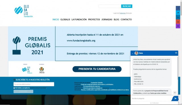 Globalis incorpora a 'Sara', el chatbot para resolver dudas sobre la normativa laboral en pandemia