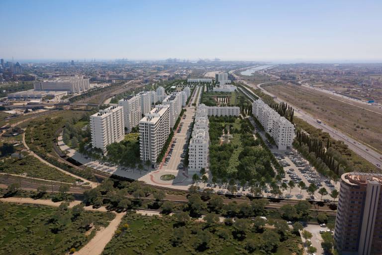 Grúas sin freno: el fondo Aquila Capital tendrá listo su 'megabarrio' en València en tres años