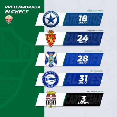 El Elche se medirá al Zaragoza el 24 y al Alavés el 31 de julio