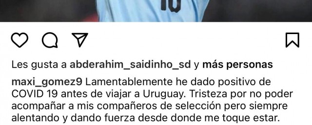 Maxi Gómez, tercer caso de COVID en una semana en la plantilla del Valencia CF