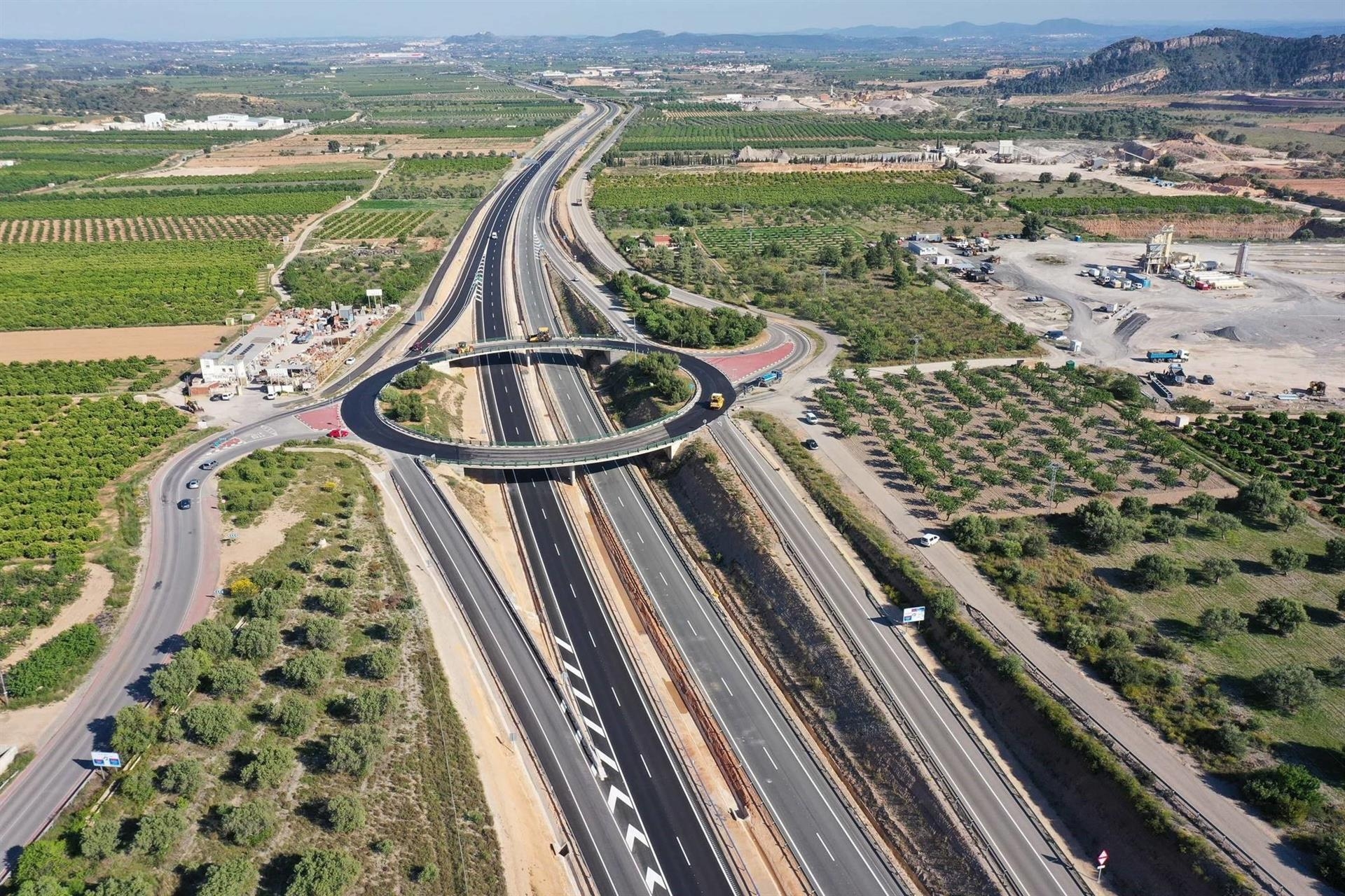 Obras en CV-35. Foto: SACYR - 