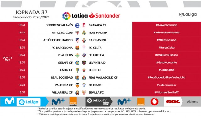 Ya se conocen los horarios de la jornada 37 y 38 de LaLiga