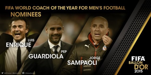 Luis Enrique, Sampaoli y Guardiola, optarán al Entrenador Mundial FIFA 2015