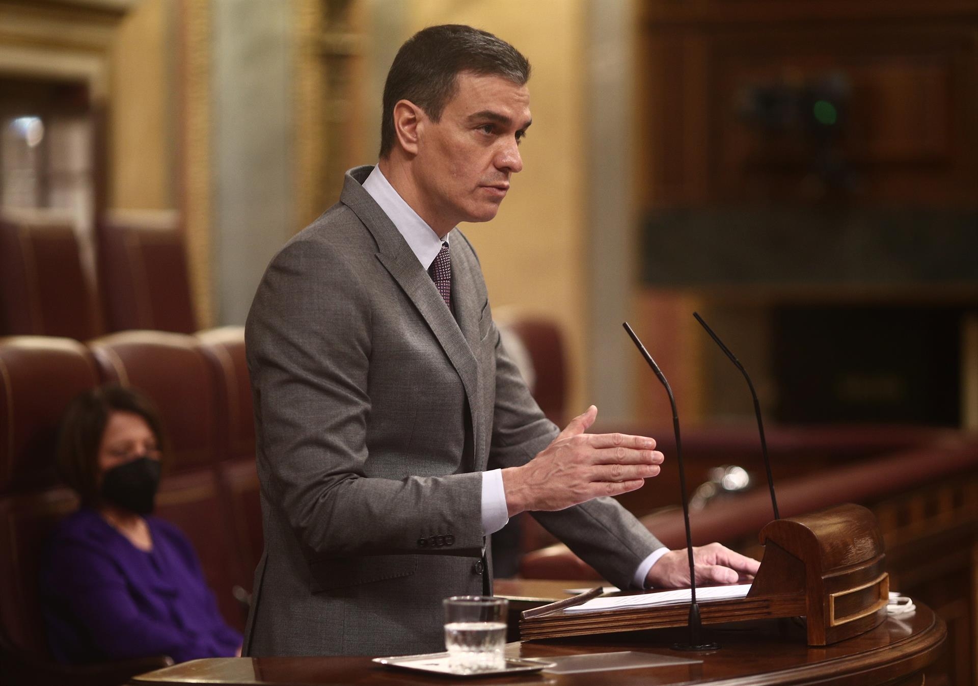 El presidente del Gobierno, Pedro Sánchez, durante su intervención en la sesión plenaria. Foto: EP/E.PARRA - 