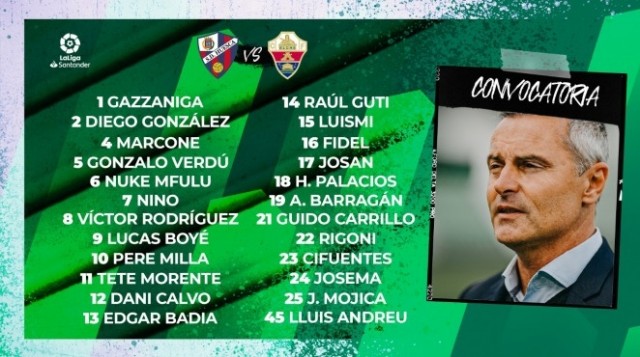 Piatti, única ausencia en la convocatoria del Elche ante el Huesca

