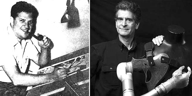 Jack Kamen, dibujante de pin-ups y ciencia ficción, y su hijo, Dean, inventor del seagway y el brazo biónico