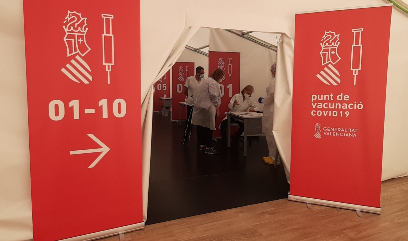 El punto de vacunación en el General de Castelló, listo para recibir a los docentes a partir del jueves