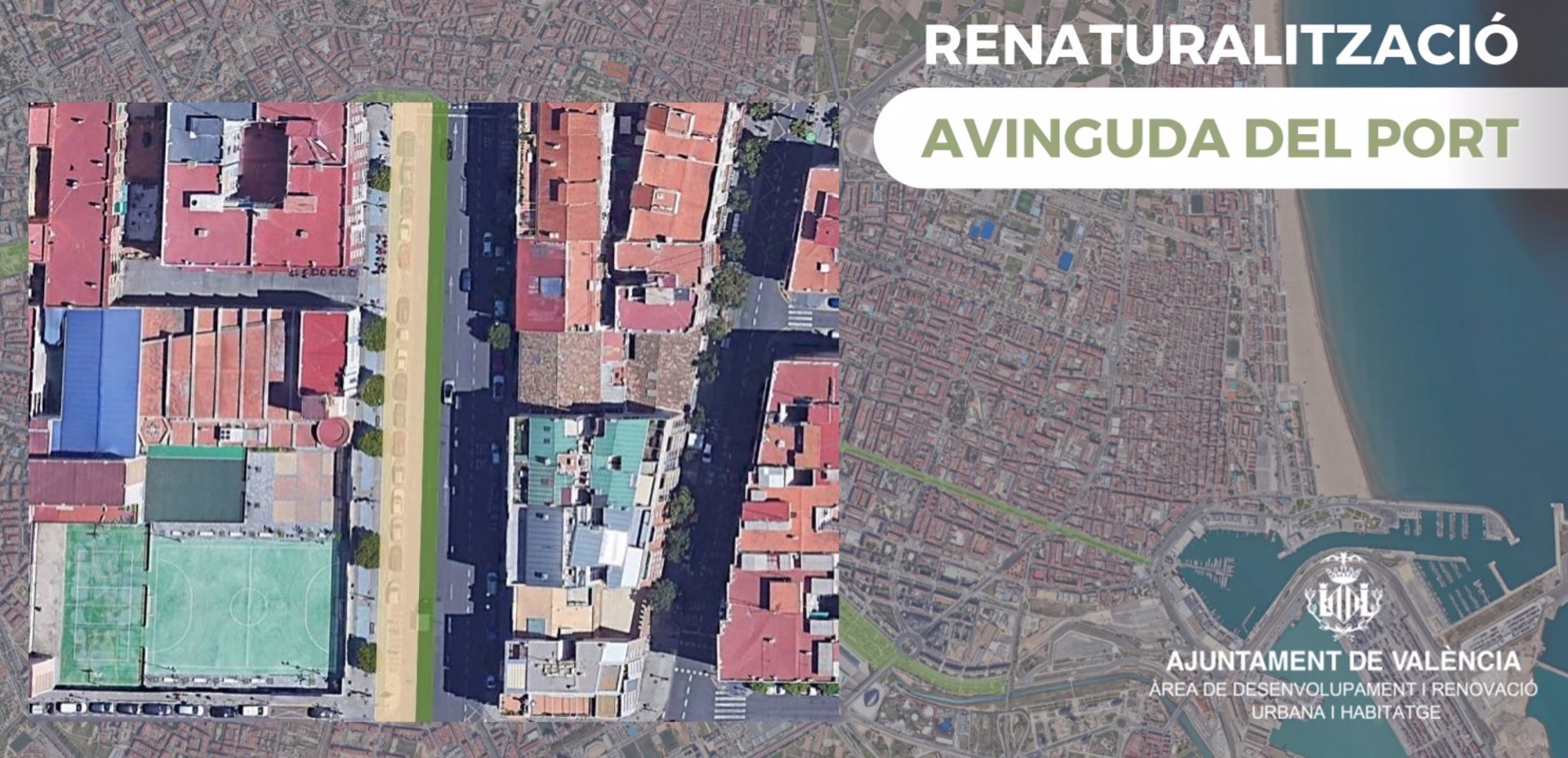 Imagen de la propuesta de renaturalización para la avenida del Puerto de València.  FOTO: AYUNTAMIENTO DE VALÈNCIA - 