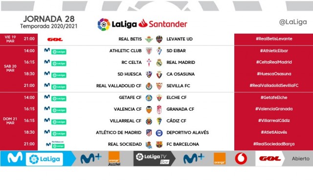 Ya hay horarios para la jornada 28 de La Liga