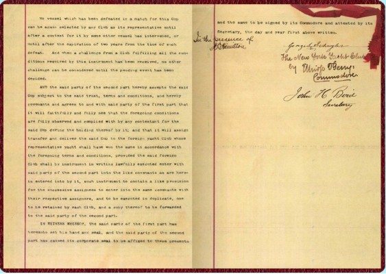 El Deed of Gift, un documento de 1852 que sigue gobernando la Copa América