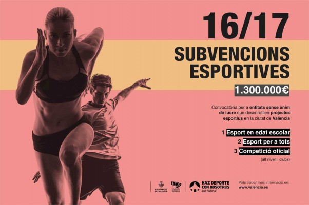 El Ayuntamiento de Valencia abre el plazo de presentación de solicitudes de ayudas al deporte de 1.3000.000 Euros   