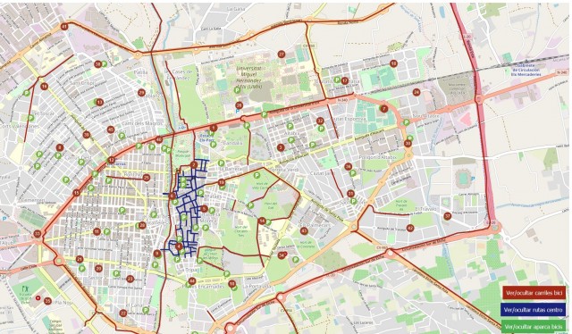 Movilidad unifica el mapa con la información sobre estaciones de Bicielx, aparcabicis y carriles bicis