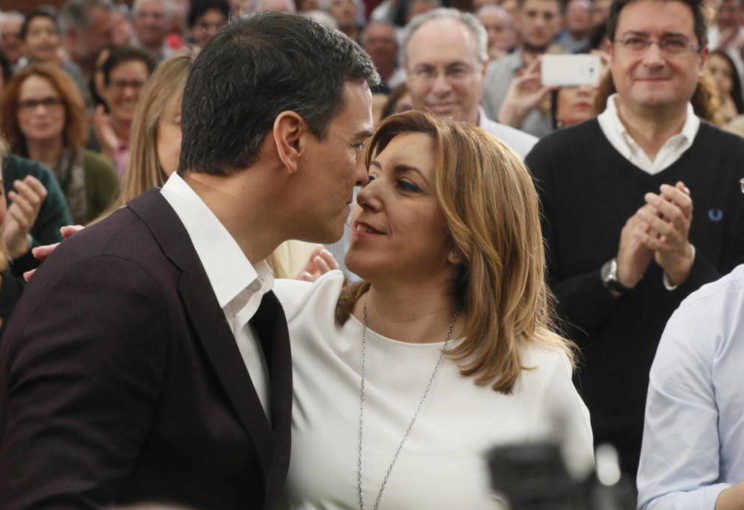 Pedro Sánchez y Susana Díaz juntos en un acto de campaña. Foto: EFE - 