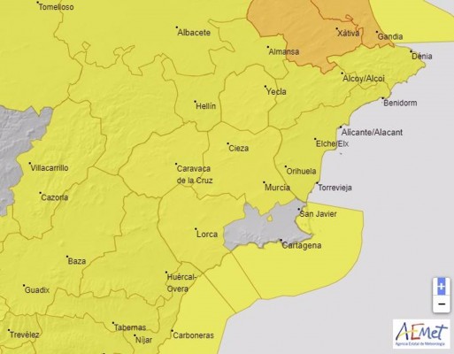 El aviso amarillo por viento y fenómenos costeros se amplía al viernes en la Región