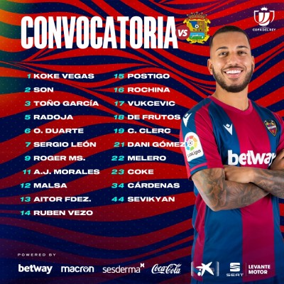 Miramón, Campaña, Bardhi y Róber Pier, bajas del Levante para la Copa