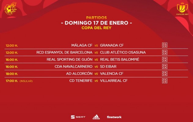 Ya están los horarios de los dieciseisavos de final de Copa del Rey
