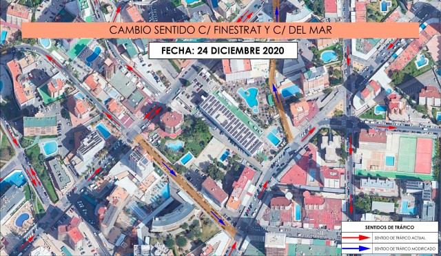 Las calles Finestrat y Del Mar de Benidorm cambiarán de sentido el 24 de diciembre

