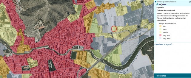 La única ubicación para el material de emergencias de Orihuela tiene riesgo medio de inundación