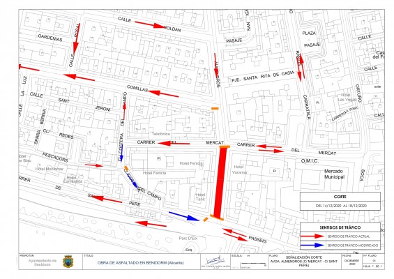 El tramo final de la avenida Los Almendros de Benidorm se cierra al tráfico cinco días