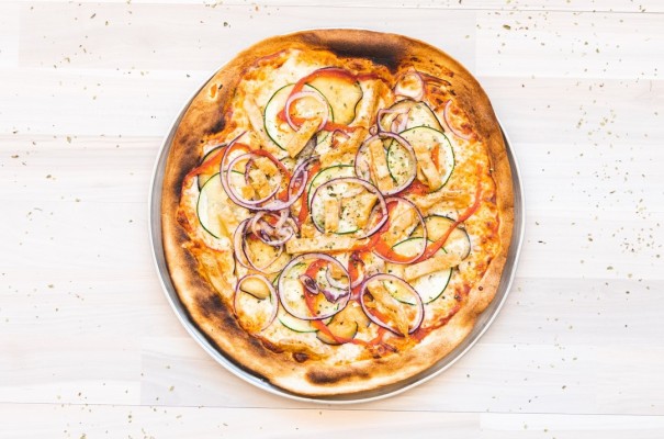 Pizza de Heura de la Pizzería Del Poble 